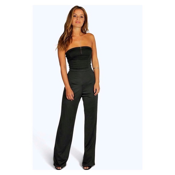 Boohoo Petite Pants - Boohoo Petite Bandeau Wide Leg Jumpsuit